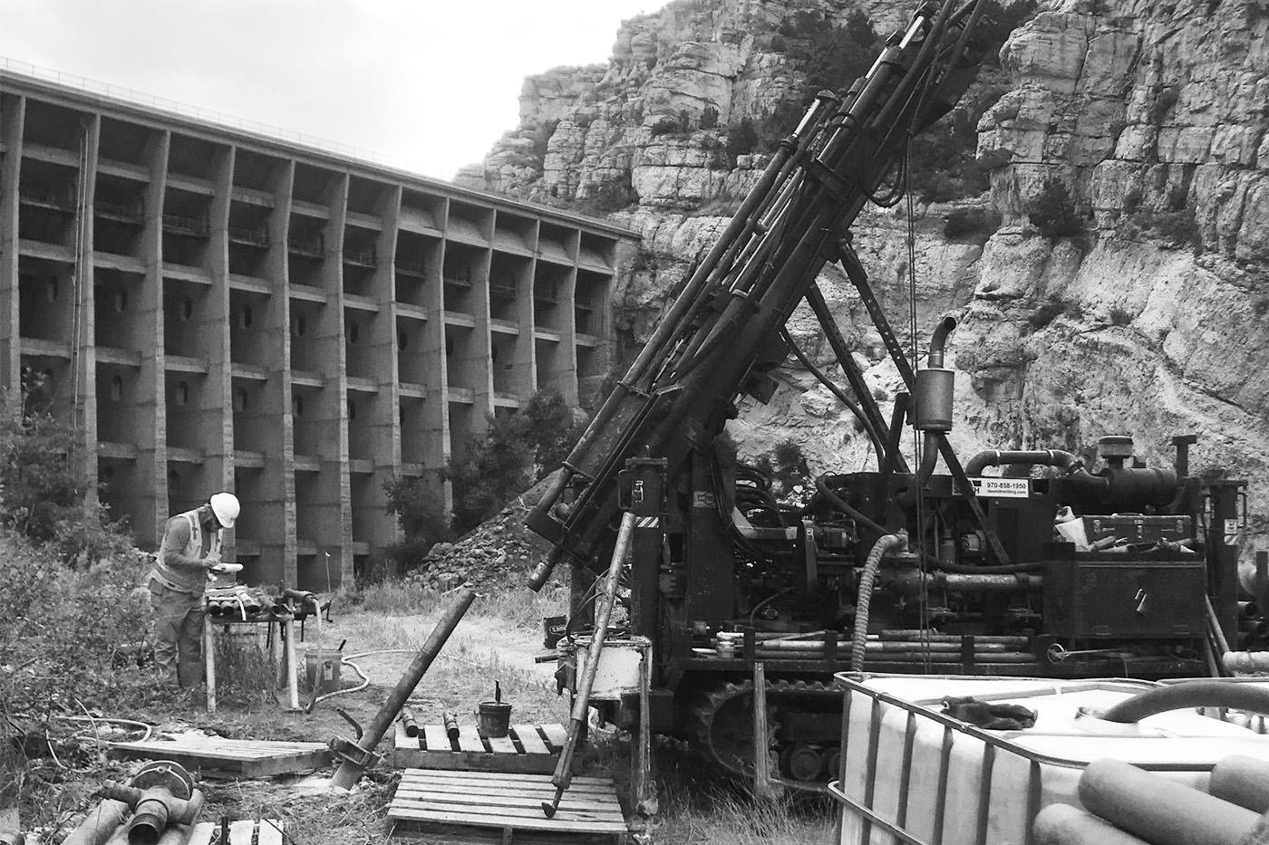La Prele Dam geotechnical drilling, Douglas, Wyoming