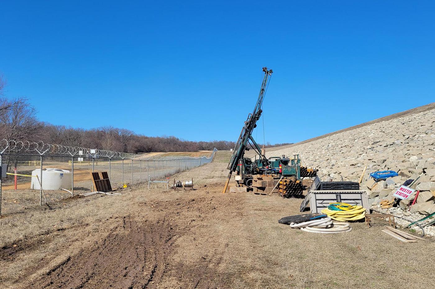 Geotechnical core holes at Kerr Dam
