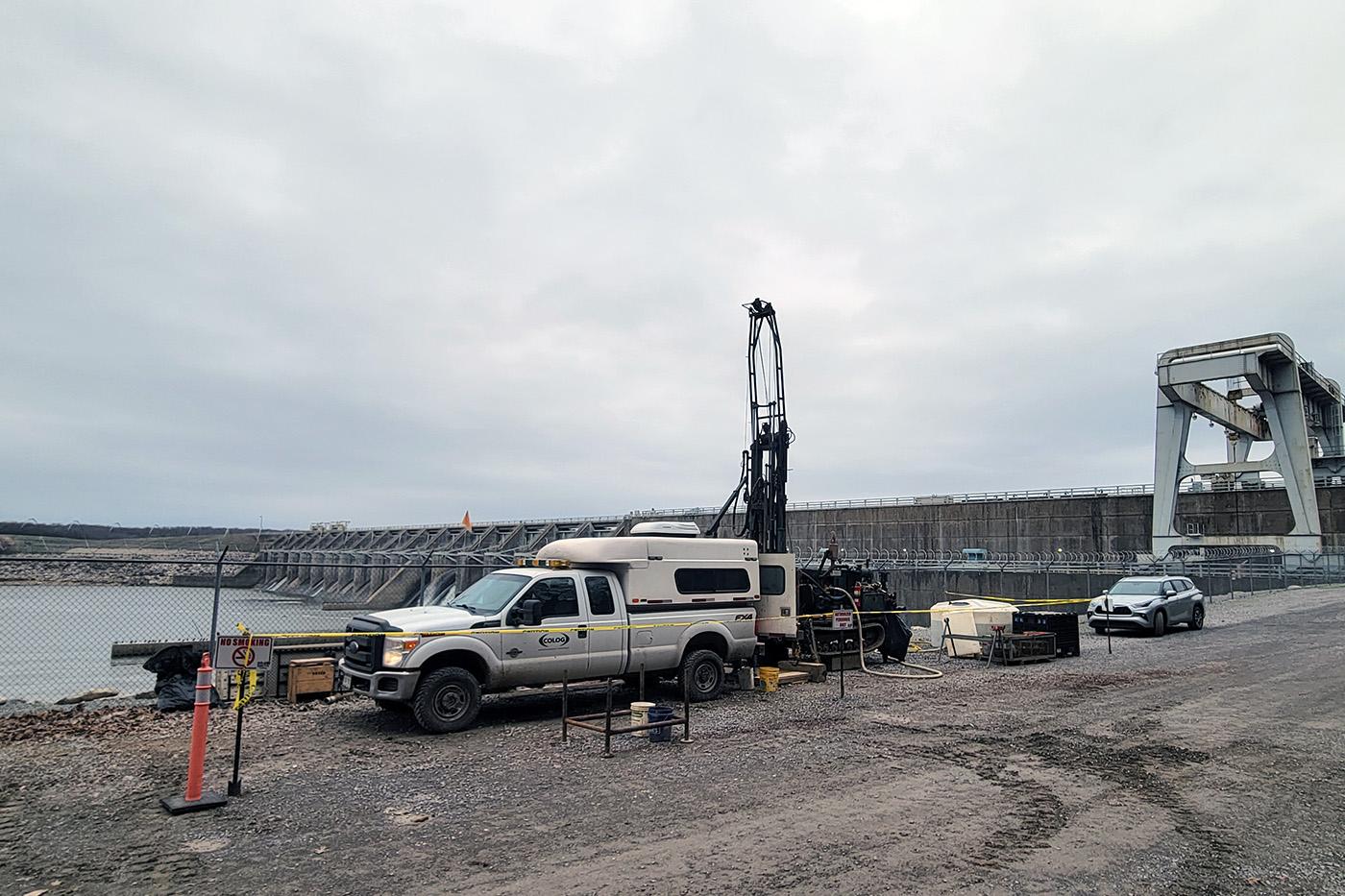 Geotechnical core holes at Kerr Dam